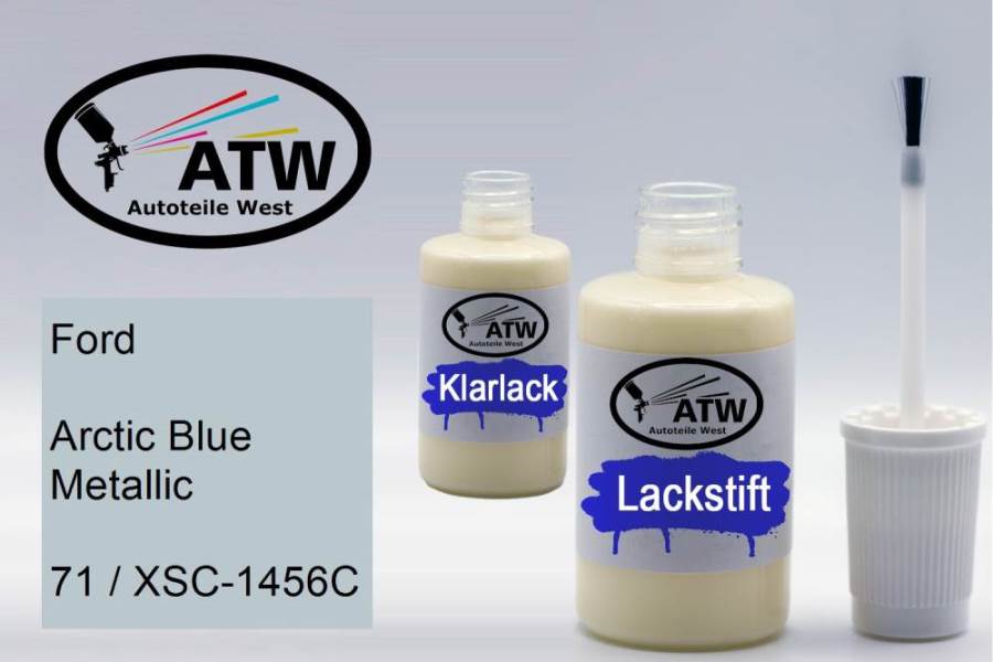 Ford, Arctic Blue Metallic, 71 / XSC-1456C: 20ml Lackstift + 20ml Klarlack - Set, von ATW Autoteile West.